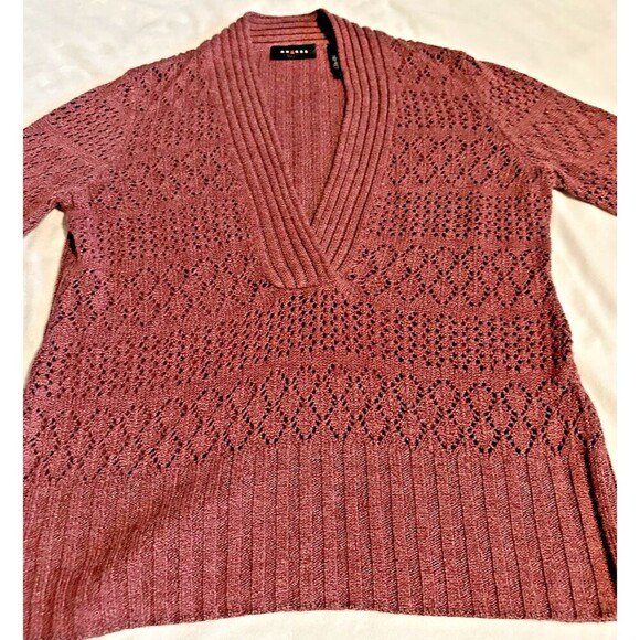 Womens Axcess SOFT Wool Blend Pullover Open Knit Sweater XL  Burgundy Maroon - Picture 2 of 13